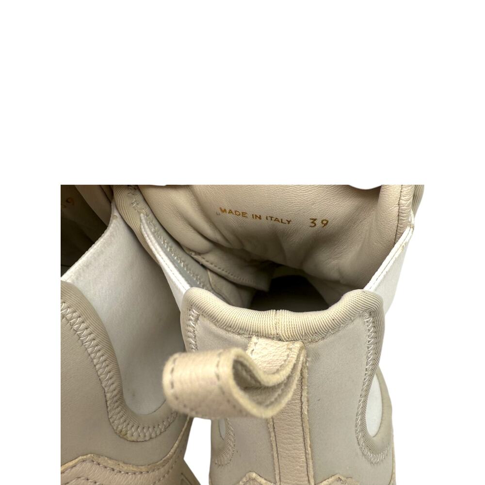 Prada Vanilla Leather and Neoprene Lace-Up Combat Platform Boots Size 39 - Picture 4 of 12